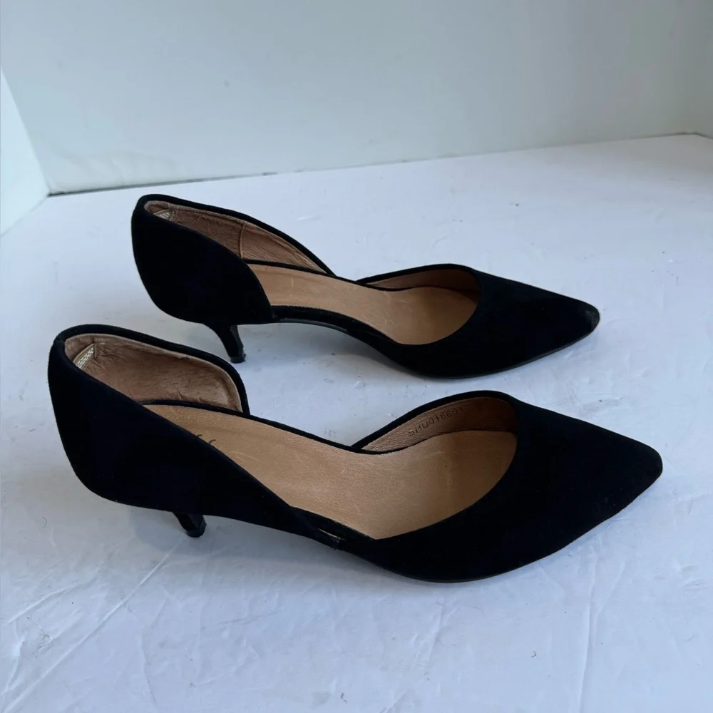 Black suede shoes are J.Jill Marlowe d'Orsay kitten heels.  Size 8 - Picture 6 of 12